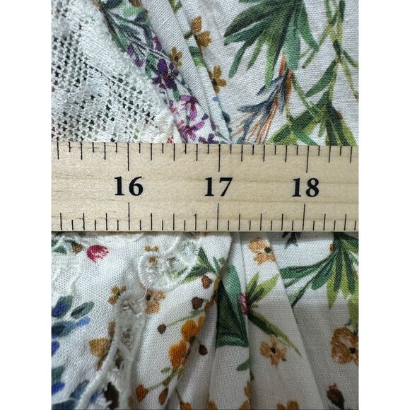 FARM RIO Delicate Forest Scarves Billowy-Sleeve Embroidered Mini Dress Women's L - Picture 10 of 14